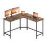 VASAGLE L-Shaped Gaming Desk, 129 x 129 x 76 cm, Corner Desk, Space-Saving, 129 x 129 x 76 cm – Rustic Brown and Ink Black