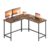 VASAGLE L-Shaped Gaming Desk, 129 x 129 x 76 cm, Corner Desk, Space-Saving, 129 x 129 x 76 cm – Rustic Brown and Ink Black