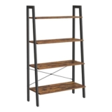 VASAGLE Ladder Shelf, 4-Tier Bookcase, Steel Frame, Rustic Brown/Black LLS144B01