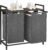 VASAGLE Laundry Basket, 2-Compartment Laundry Hamper, Pull-Out and Removable Liner Bags, Clothes Sorter, Shelf, Metal Frame, 2 x 46 L, 73 x 33 x 72 cm, Slate Grey and Rustic Brown BLH201G01