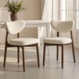 VASAGLE Set of 2 Fabric Dining Chairs, Solid Wood Legs