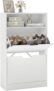 VASAGLE Shoe Cabinet with 2 Flaps, Shoe Rack with an Open Shelf, Particleboard, Easy to Clean, 60 x 24 x 102 cm, White CUSTOS Collection LBC040W01V1
