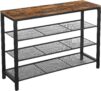 VASAGLE Shoe Rack, Shoe Rack, Shoe Organizer, Storage, 100 x 30 x 72 cm, for Entryway, Living Room, Bedroom, Simple Structure, Industrial Style, Rustic Brown and Black LBS14BX