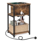 VASAGLE Side Table with Charging Station 30x34x58 Cm