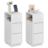 VASAGLE Slim Bedside Tables, Set of 2 Small Narrow Side End Tables with Drawers