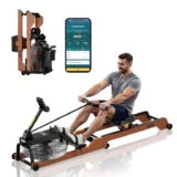 VEVOR Water Rowing Machine, 6-Level Quiet Resistance, Wooden Foldable Rower Machine with 14L Water Tank & LCD Monitor