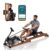 VEVOR Water Rowing Machine, 6-Level Quiet Resistance, Wooden Foldable Rower Machine with 14L Water Tank & LCD Monitor