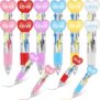 VEYLIN JOFONY Valentines Day Heart Shaped Ballpoint Pens, 4-in-1 Multicolor Retractable Ballpoint Pens with LOVE Design, 8.8cm/3.46in, Fun Writing Supplies for Kids