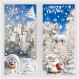 VEYLIN Xmas Window Clings – Christmas Window Stickers Static Snow Flakes Stickers Fancy Merry Christmas Window Decals (8 Sheets)