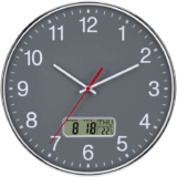 VIVILINEN Kitchen 30cm Wall Clock with Date and Temperature Silent Modern Wall Clock Grey (Black & Silver £13.59) – Sold By Adoauss/FBA