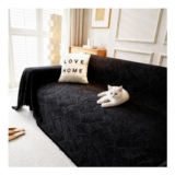 VIWATIN Geometric Chenille Sofa Throw – Forest Black, 180x230cm