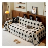 VIWATIN Vintage Chenille Sofa Throw Retro Dot White 3 Seater