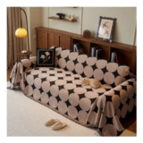 VIWATIN Vintage Chenille Sofa Throw, Taupe Dot, 1 Seater, 180x230cm