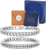 VNOX 2 Pcs Chain Bracelet Set for Men – Mens Bracelet Sturdy Stainless Steel Curb Width Cuban Link Chain Bracelet Set for Men,7.5/8.3/9.06 Inches