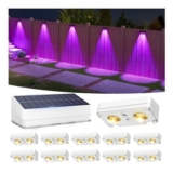 VOLISUN Solar Fence Lights, 12-Pack RGB Waterproof Outdoor Wall Lights