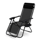 VOUNOT Zero Gravity Chair, Folding, Reclining with Cup and Phone Holder, Black