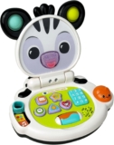 VTech Baby Discovery Zebra Laptop, English Laptop teaches shapes, colours, letters and numbers, with spinner, mouse and role-play activities. Ages 3-24 months