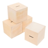 Vaguelly 4-Pcs Unfinished Wooden Piggy Banks for Kids