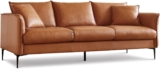 Valencia 3 Seater Leather Sofa, Genuine Leather Contemporary Couch with 2 Pillows, Living Room Furniture Easy to Clean – Jasper