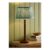 ValueLights Bobble Walnut Table Lamp with Blue Leaf Pleated Shade