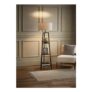 ValueLights Hiru Black 3 Tier Shelf Floor Lamp with Grey Drum Shade