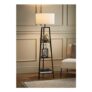 ValueLights Hiru Black 3 Tier Shelf Floor Lamp with White Drum Shade