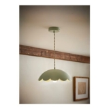 ValueLights Millie Sage Green Flower Scallop Ceiling Pendant