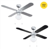 ValueLights Mirage Silver Reversible Ceiling Fan with Light 42 inch