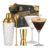 Vemacity Glass Cocktail Making Kit 2 Ribbed Martini Glasses