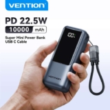Vention 10000mAh Mini Power Bank 22.5w Portable Charger Built-in USB C Cable with code – VEnTIOn Flagship Store