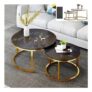 Ventryn 2pc Black round Nesting Coffee Table Set Stacking Side Tables