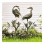 Verdigris Crane Garden Statues – Stake into Lawn Flower Beds Pond Set of 2