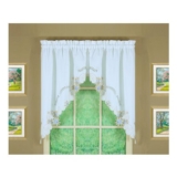 Verona Reverse Embroidery Window Swag, 38-Inch, White/Blue