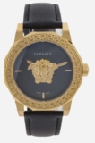Versace Black & Gold Tone Medusa Deco Watch