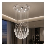Vertical Teardrop Waterfall Crystal Chandelier, 80cm Tall for High Ceilings