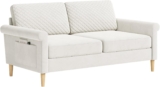 Vesgantti Velvet 2 Seater Sofa, 164cm Loveseat Sofa, Tool-free Assembly Upholstered Couch with Bilateral Pocket Storage Perfect for Living Room, Bedroom, Office, Apartment, 164L76D85Hcm, Cream