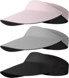 ViEinkaufen 3Pack Women Wide Brim Sun Visor Hat with Adjustable Strap for Golf Running