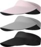 ViEinkaufen 3Pack Women Wide Brim Sun Visor Hat with Adjustable Strap for Golf Running