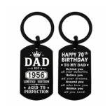 Viayen Dad 70th Birthday Gift Keyring Vintage EST 1956
