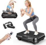 Vibration Plate Exercise Machine – 9 Programs 250 Intensity Levels – 2 Resistance Bands – for Lymphatic Drainage Weight Loss & Portable Vibrating Plate Exercise Machine