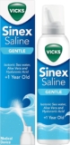Vicks Sinex Gentle Saline Nasal Spray, 120ml – 3-in-1 Action: Cleans, Removes Mucus & Helps to Moisturize and Hydrate, with Isotonic Sea Water, Aloe Vera and Hyaluronic Acid Suitable from 1 Year
