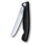 Victorinox Swiss Classic Foldable Picnic Knife for Hiking, Fruit, Vegetables, Bread Rolls, Sausage, with Straight Blade, Extra Sharp, Black