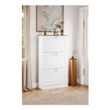 Vida Designs 3 Drawer Shoe Cabinet Flip down Shoe Storage Organizer