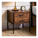 Vida Designs Brooklyn Bedside Cabinet Nightstand, Dark Wood, 2 Drawers