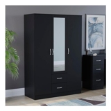 Vida Designs Riano 3 Door Mirrored Wardrobe Black Bedroom Furniture