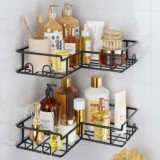 Vinabo Corner Shower Caddy, 2 Pack Rustproof Bathroom Shelves, Shower Shelf No Drilling