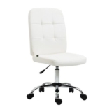 Vinsetto Armless Office Chair, Adjustable Height, Button Tufted, White