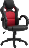 Vinsetto Gaming Chair Faux Leather Swivel for Home Office with Wheels Red