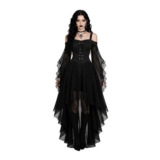 Vintage Gothic Steampunk Batwing Sleeve Maxi Dress
