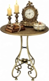 Vintage Metal Round Coffee Table, Nordic Antique Bronze Side Table with Modern Minimalist Mid-Century Design, Compact Easy-to-Assemble Accent Table for Living Room, Office, Tea & Snacks